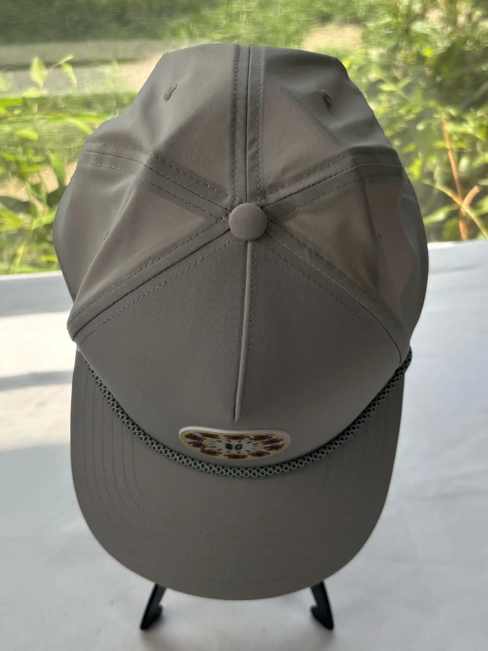 NEW Linksoul Gray 5 Panel Rope Trucker Hat Baseball Hat Pink Patch Snap Back
